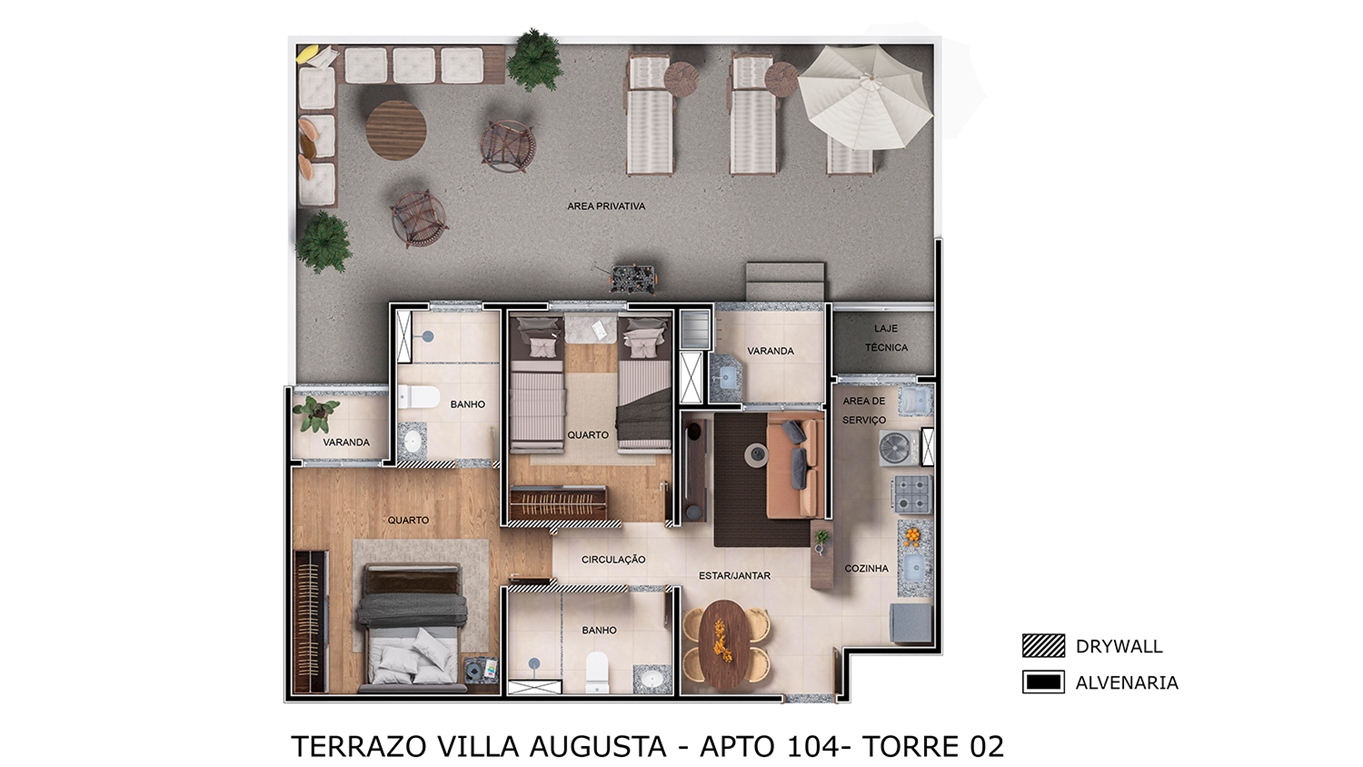 Planta Terrazo Villa Augusta MRV Guarulhos