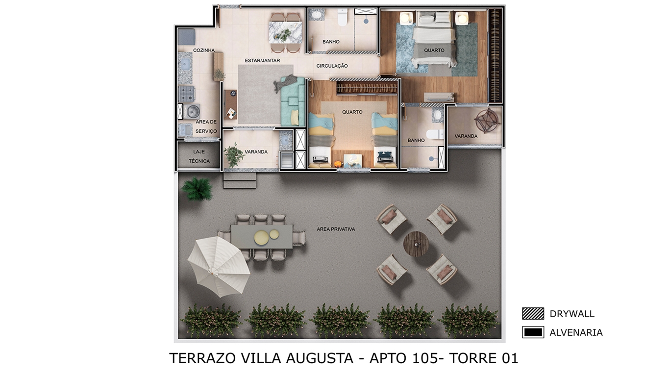 Planta Terrazo Villa Augusta MRV Guarulhos