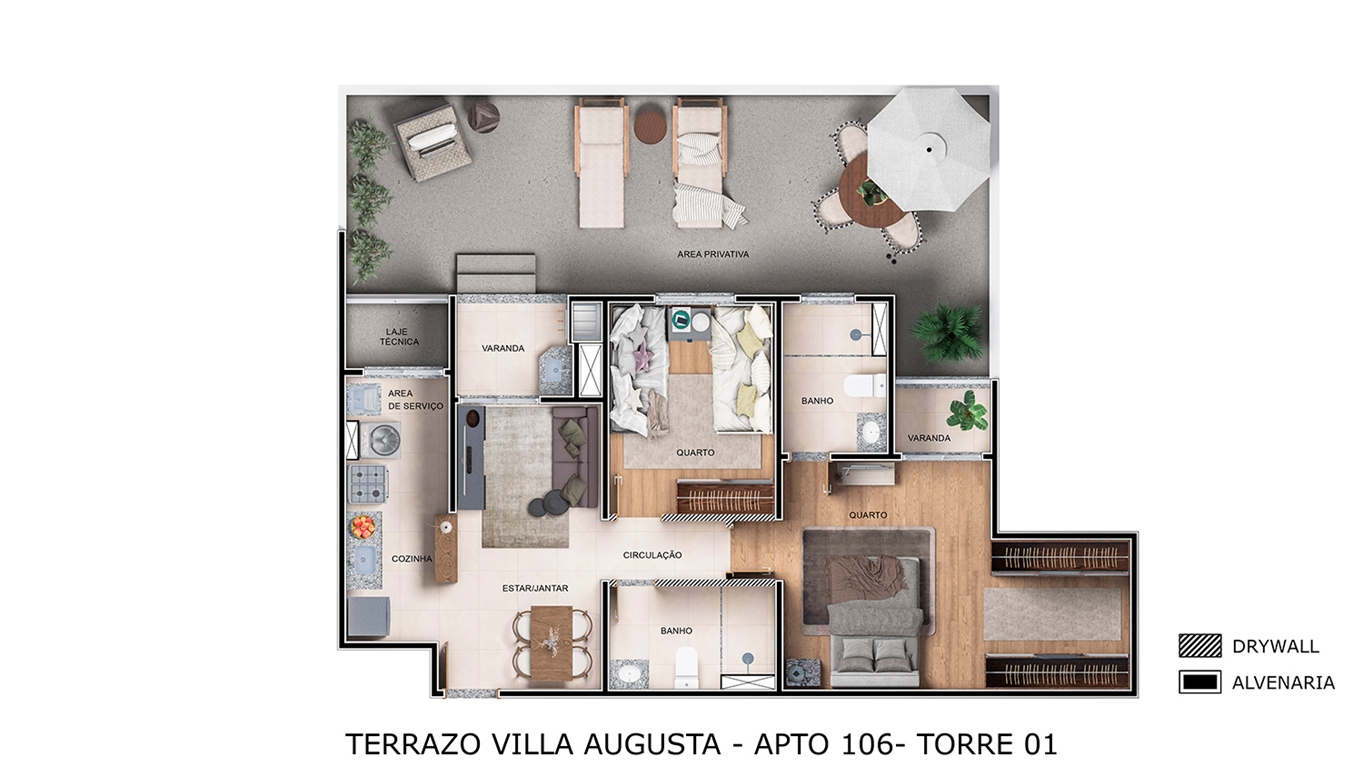 Planta Terrazo Villa Augusta MRV Guarulhos