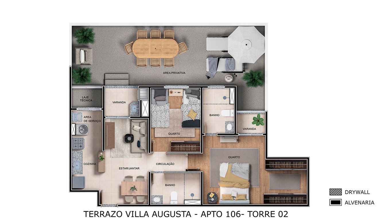 Planta Terrazo Villa Augusta MRV Guarulhos