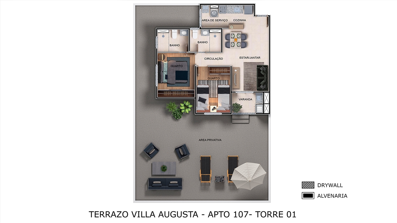 Planta Terrazo Villa Augusta MRV Guarulhos