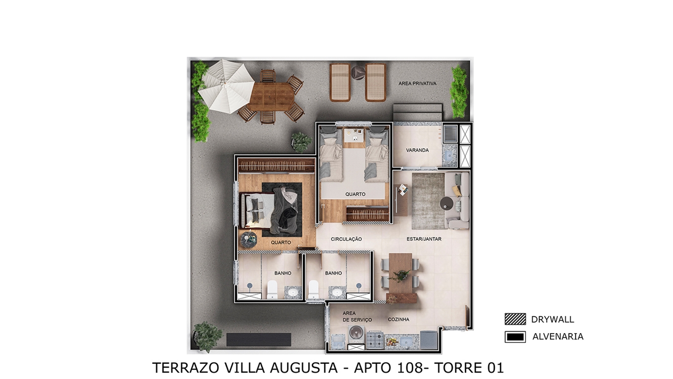 Planta Terrazo Villa Augusta MRV Guarulhos