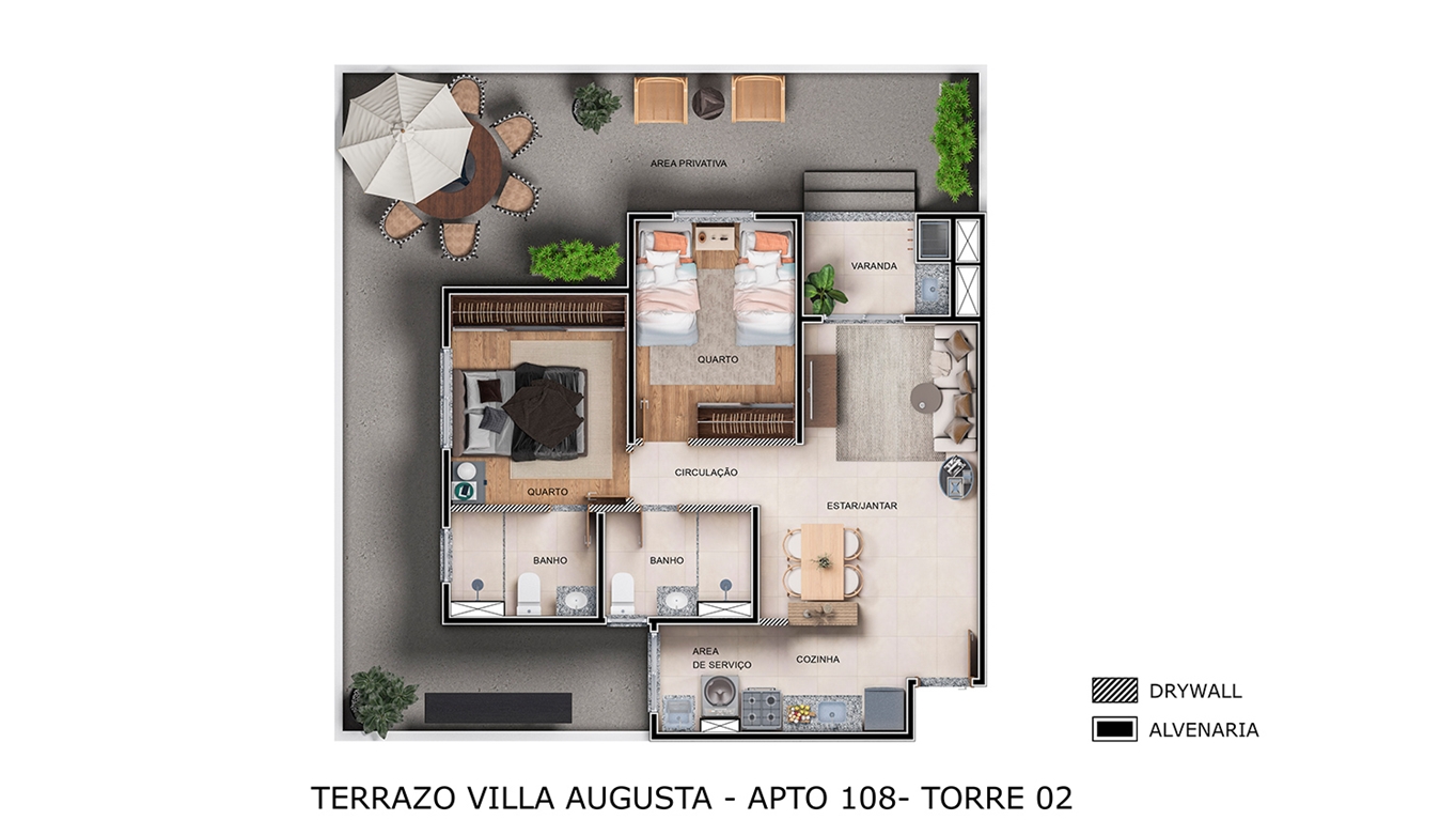 Planta Terrazo Villa Augusta MRV Guarulhos