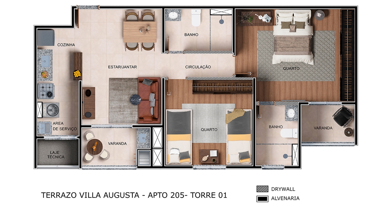 Planta Terrazo Villa Augusta MRV Guarulhos