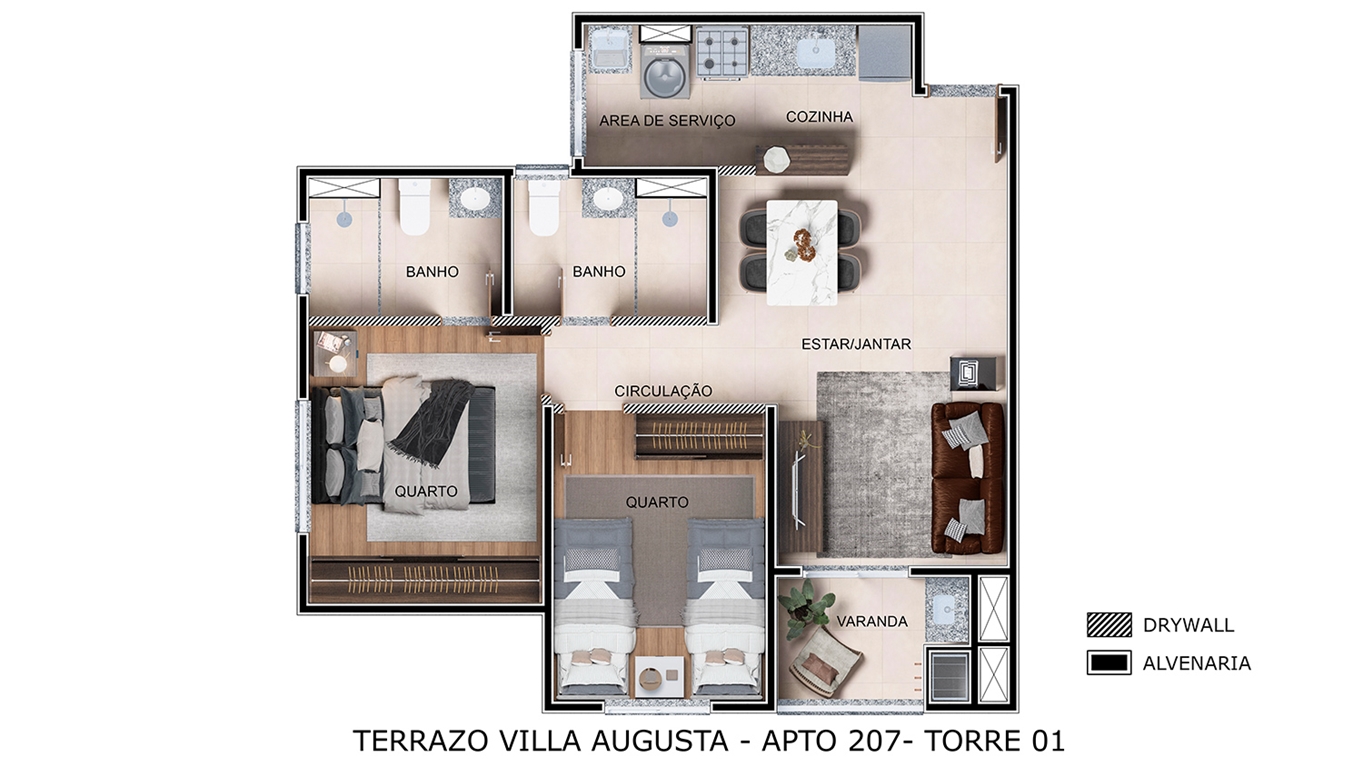 Planta Terrazo Villa Augusta MRV Guarulhos