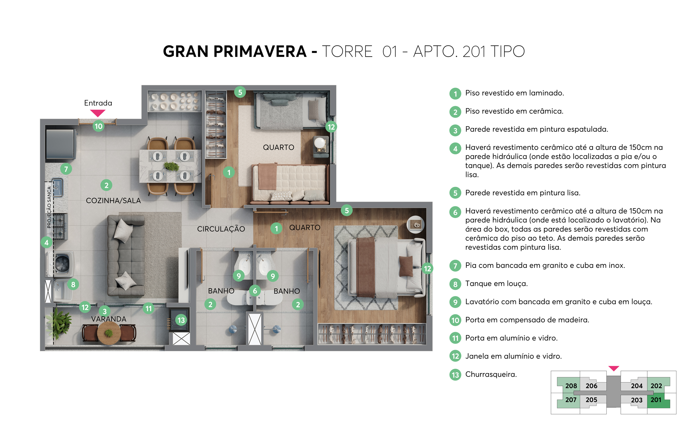 Planta - Torre 01 - Apto. 201