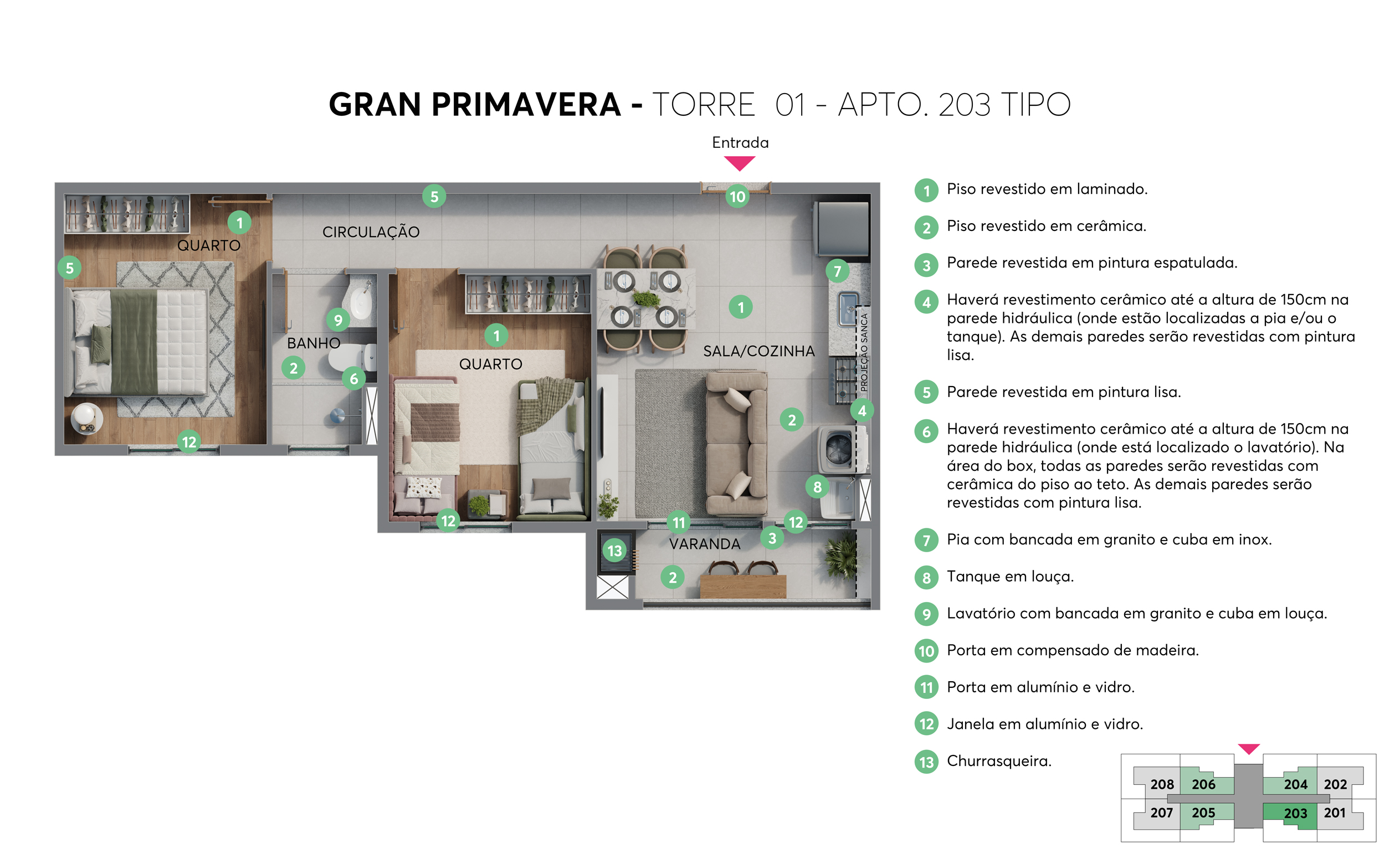 Planta - Torre 01 - Apto. 203
