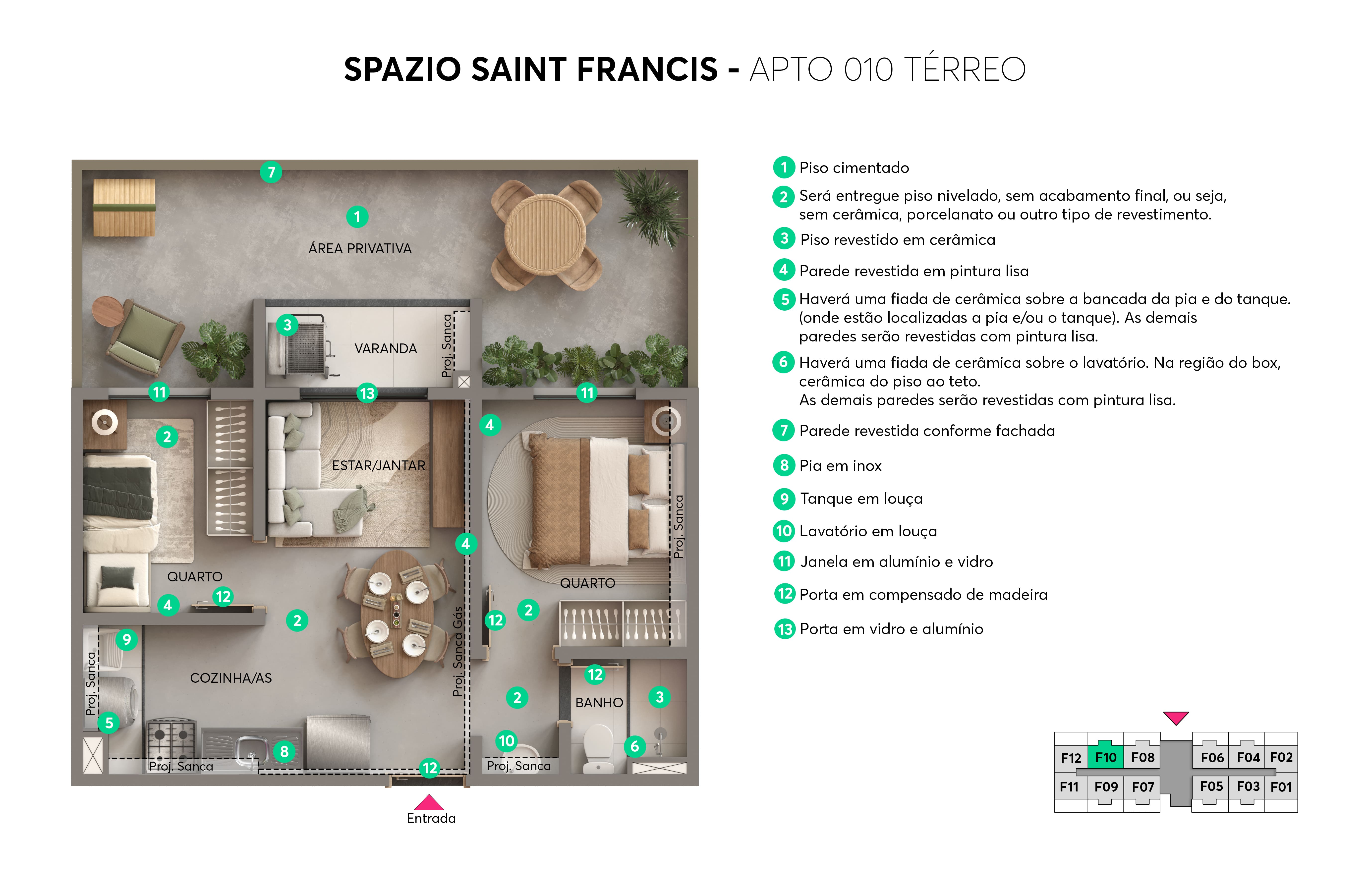Planta - Apto. 010 - Térreo - Spazio Saint Francis MRV São Paulo