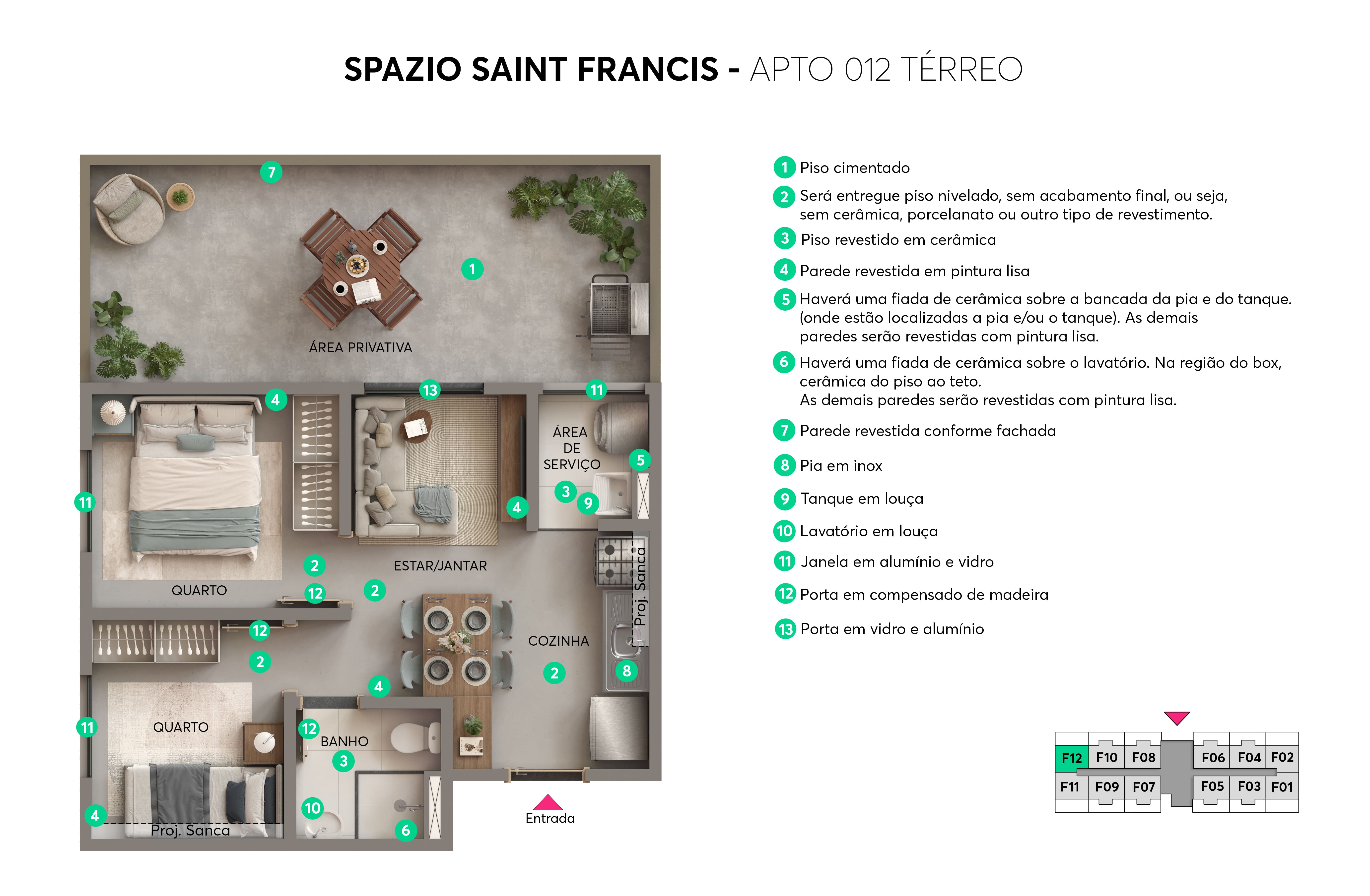 Planta - Apto. 012 - Térreo - Spazio Saint Francis MRV São Paulo
