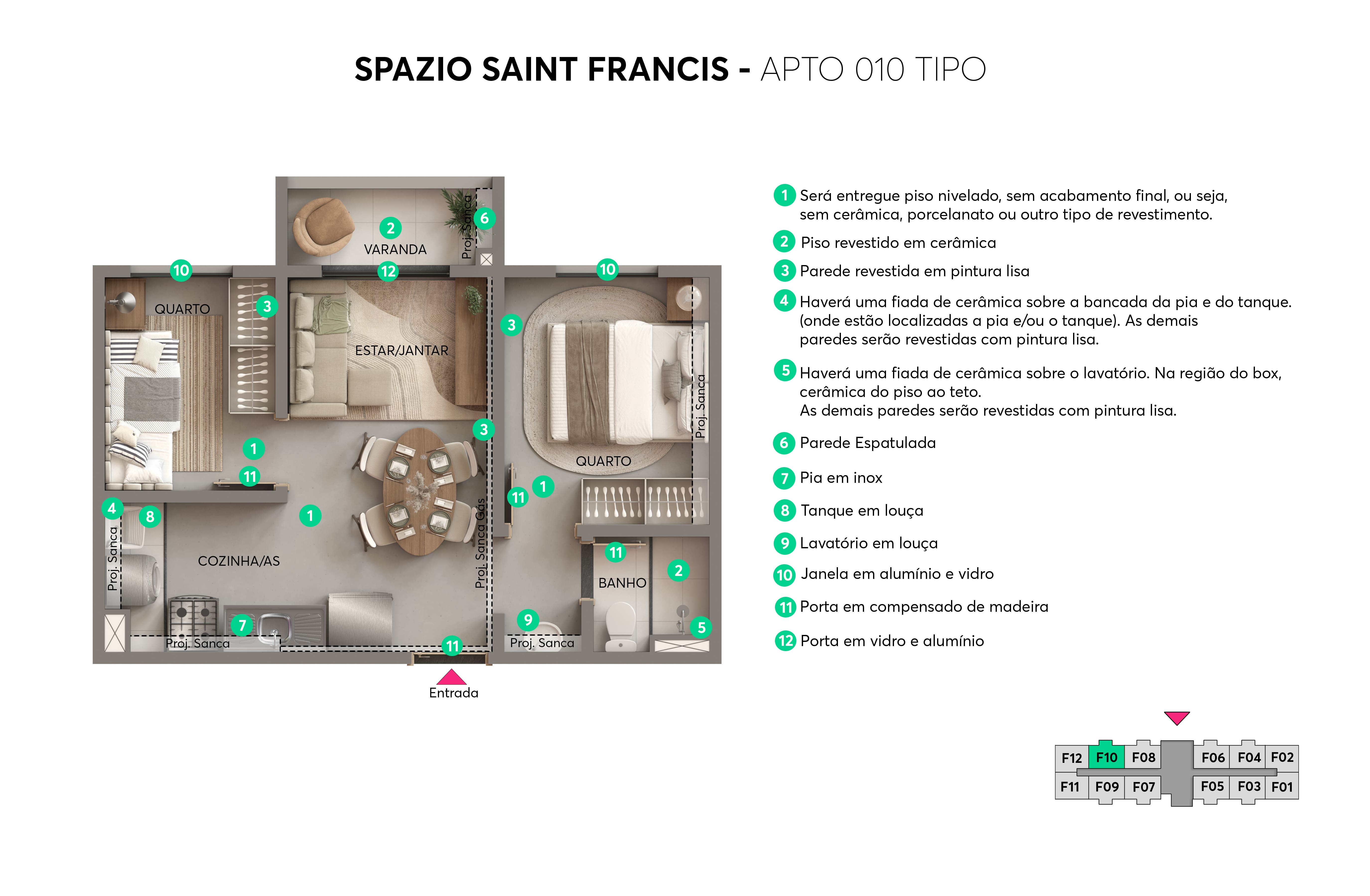 Planta - Apto. 010 - Tipo - Spazio Saint Francis MRV São Paulo