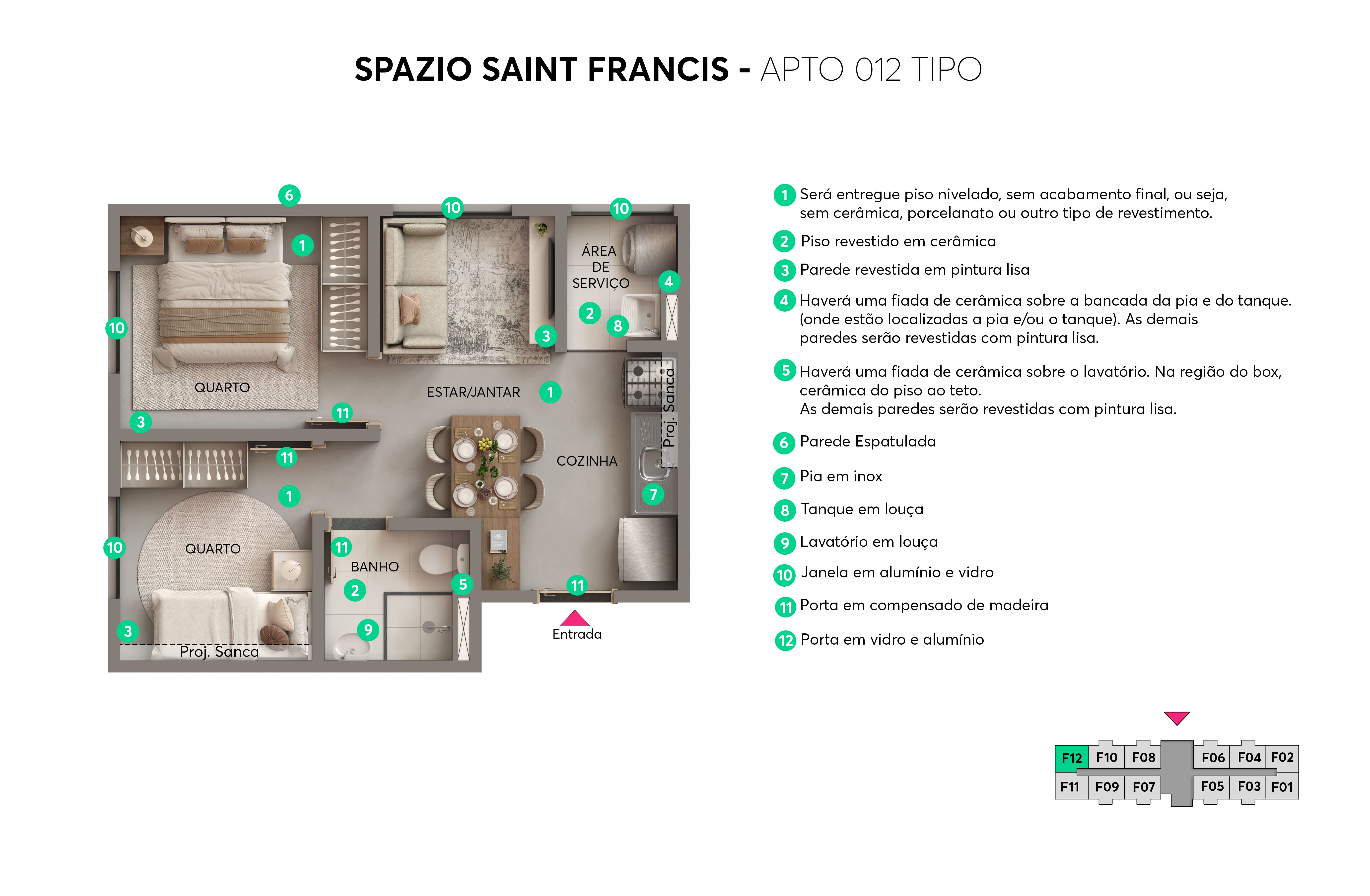 Planta - Apto. 012 - Tipo - Spazio Saint Francis MRV São Paulo