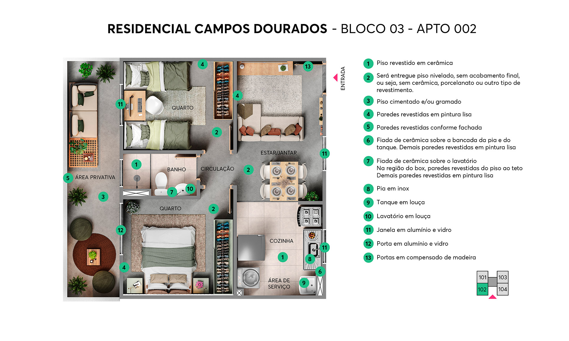 Planta Resid. Campos Dourados MRV Sorocaba