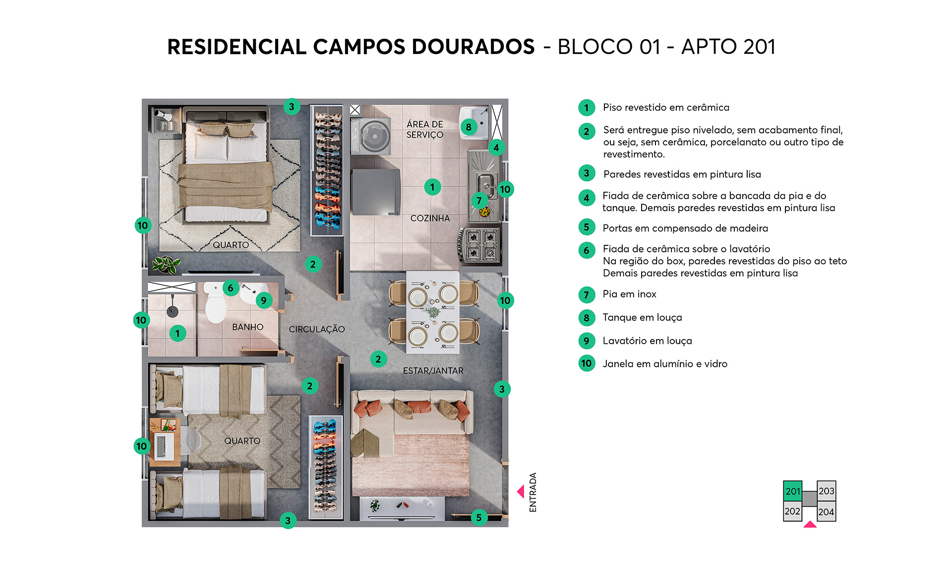 Planta Resid. Campos Dourados MRV Sorocaba