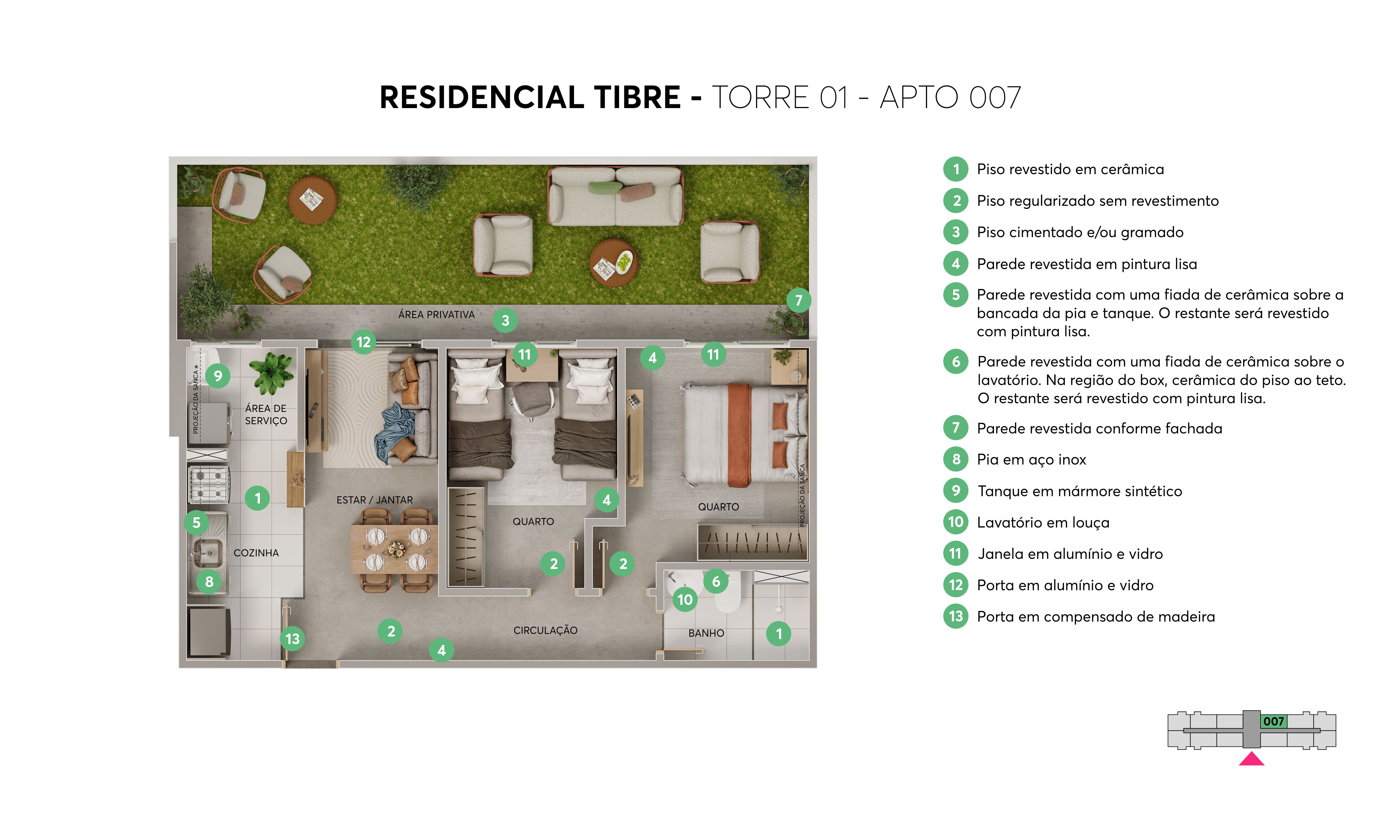 Planta Residencial Tibre MRV Taubaté