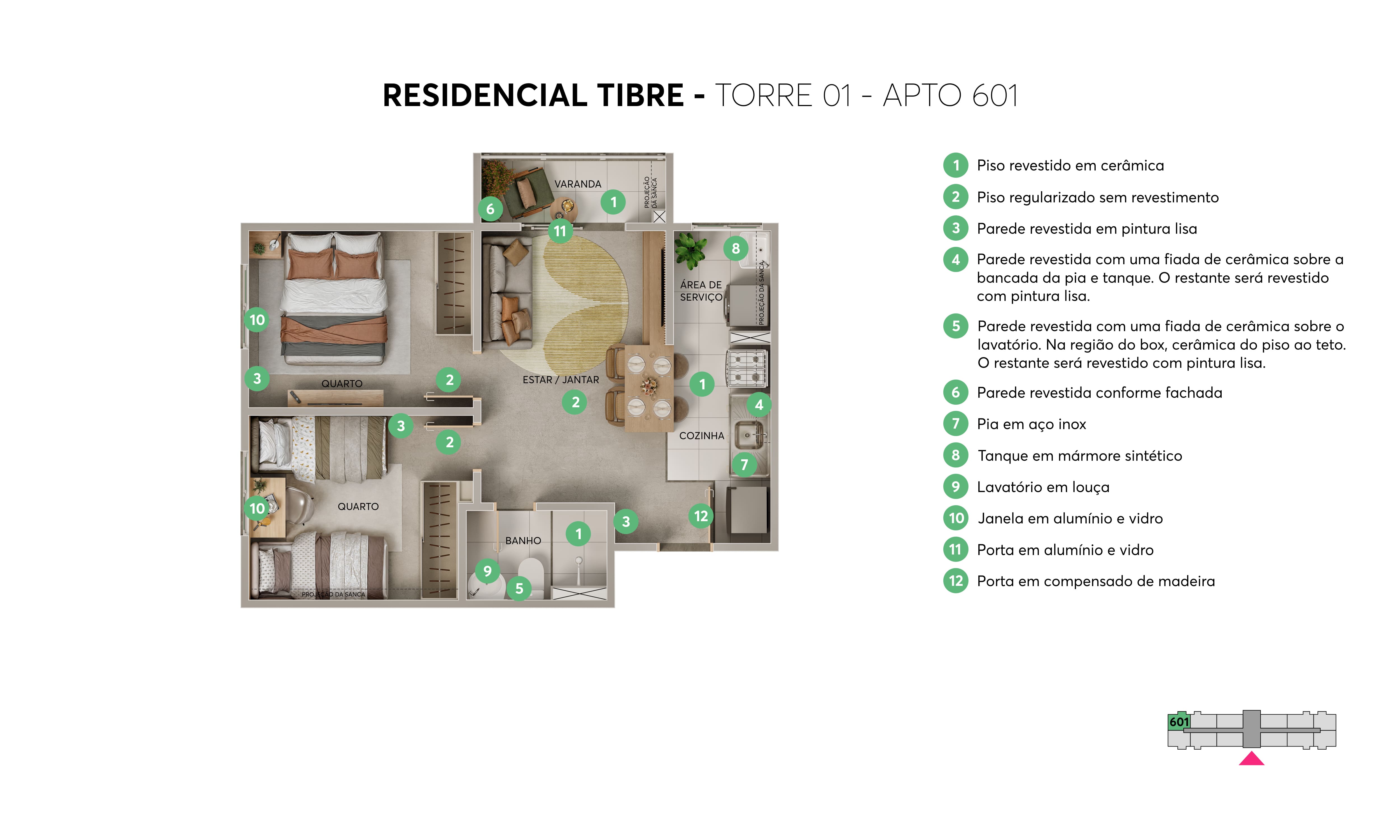 Planta Residencial Tibre MRV Taubaté