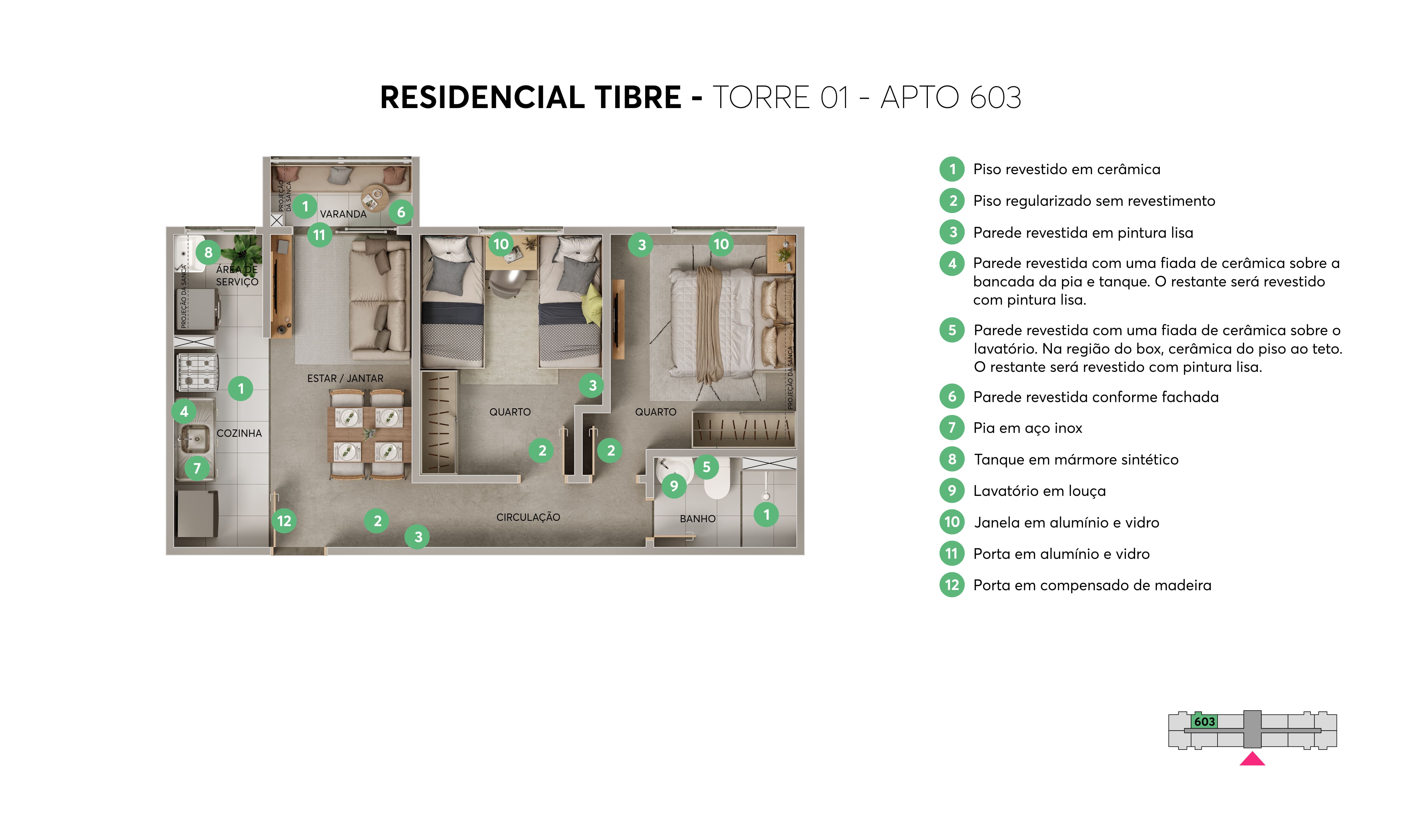 Planta Residencial Tibre MRV Taubaté