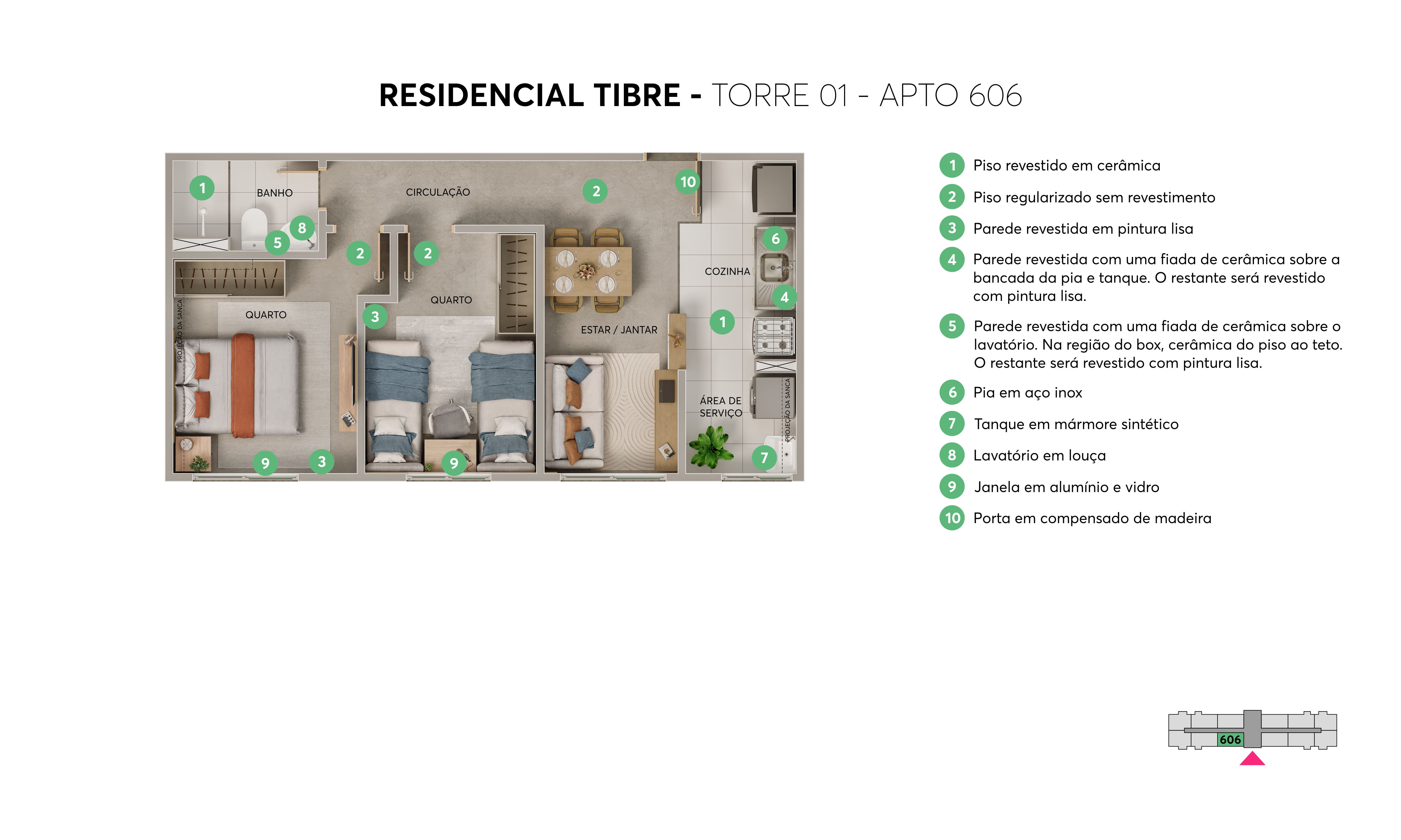Planta Residencial Tibre MRV Taubaté