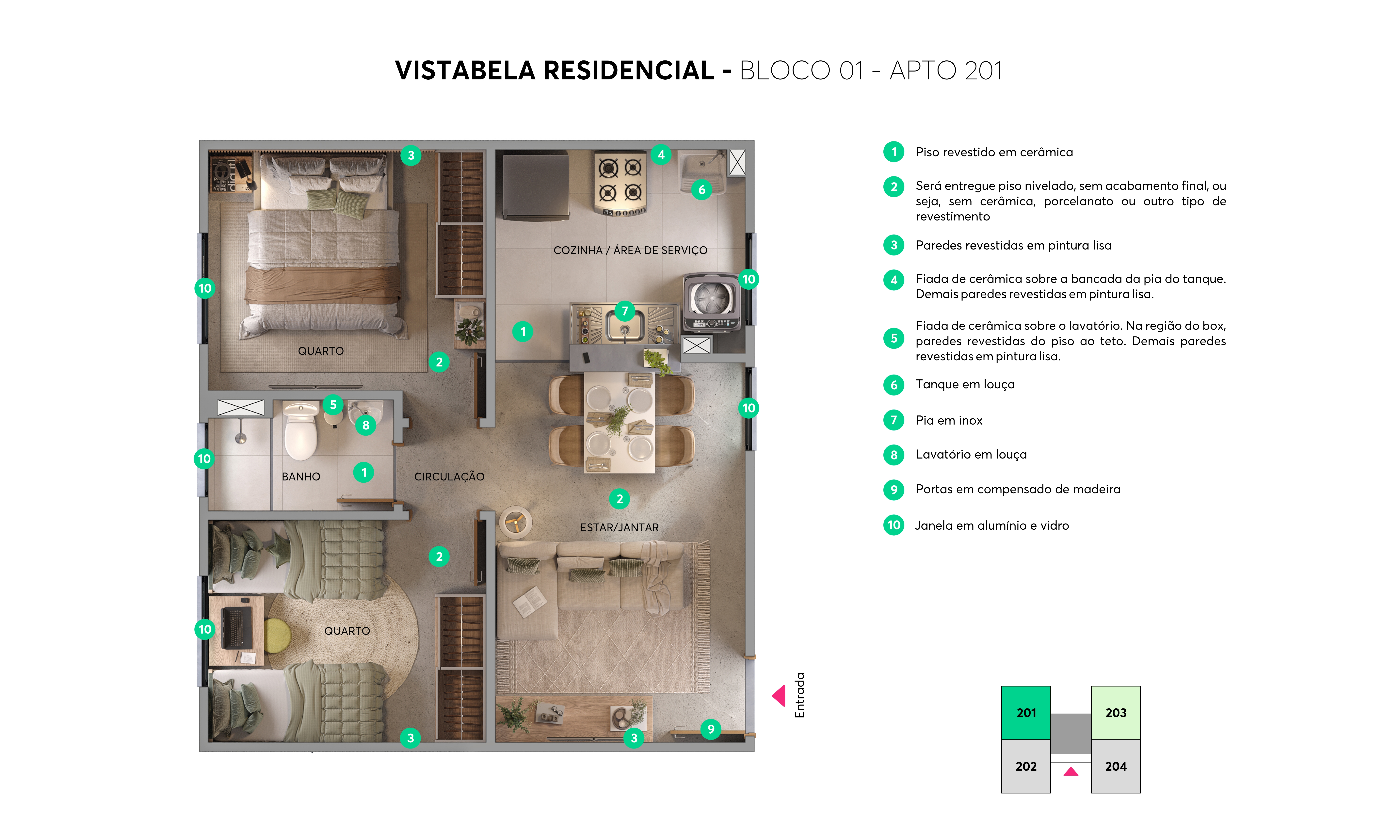 Planta - Bloco 01 - Apto 101 Vistabela Residence MRV Vargem Grande Paulista