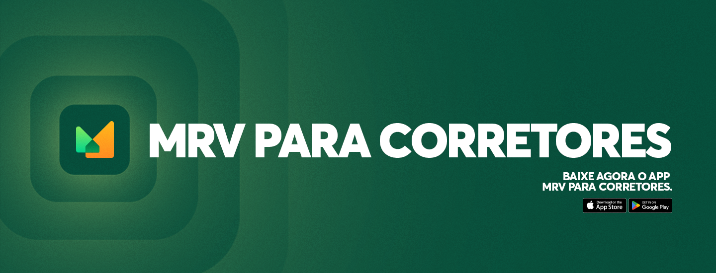 Banner com tons verdes e escrito "MRV para corretores, baixe agora o app"