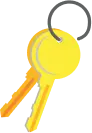 Chave amarela representando a chave de um imóvel 